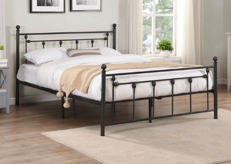 Milton Greens Stars Black Queen Victorian Style Metal Platform Bed-1
