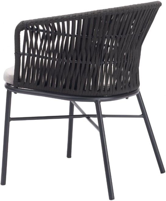 Zuo® Modern Freycinet 2-Piece Black/Gray Steel Outdoor Dining Arm Chair Set-3