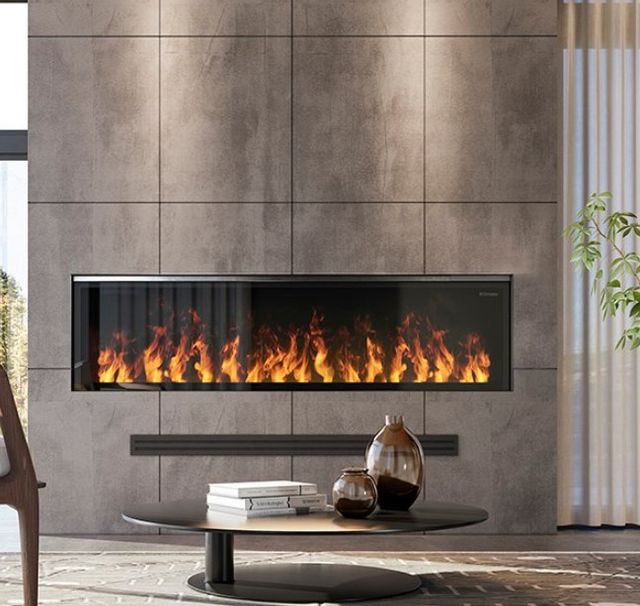 Stunning modern media wall with an electric fireplace