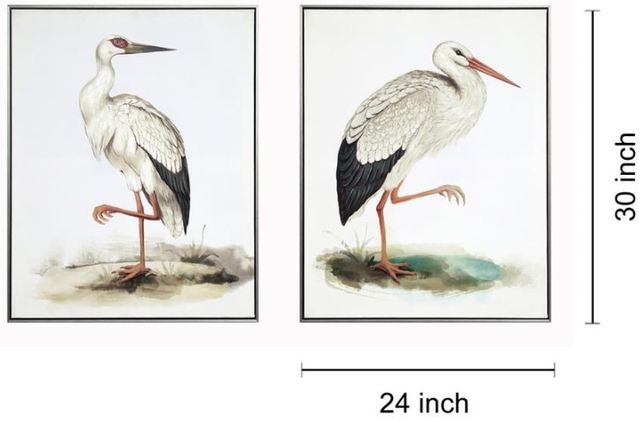 Classy Living 2-Piece Elegant Twin Storks Naturale Canvas Wall Art Set-2