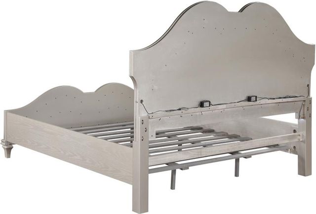 Coaster® Evangeline Ivory/Silver Oak Queen Upholstered Platform Bed-3