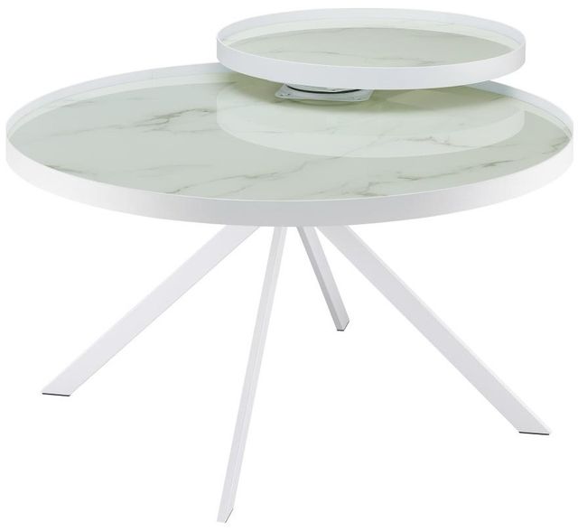 Coaster® Briggs 2-Piece Marble Printed Glass Top Occasional Table with White Base Set-4