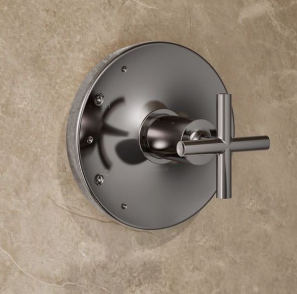 KOHLER® Purist® Rite-Temp® Vibrant Titanium 2.5 GPM Shower Trim Kit with Cross Handle-3