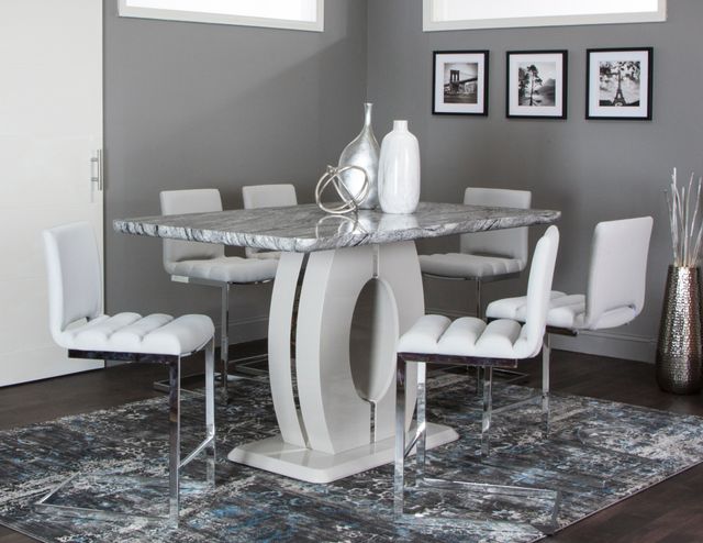 Cramco Dyane Faux Marble Top Counter Height Table with Light Gray Base-1