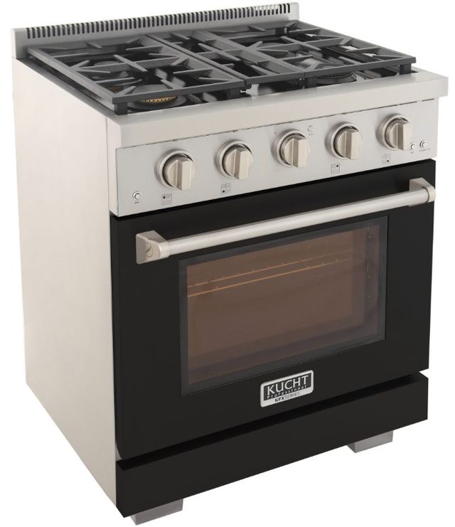 Kucht Professional KFX Series 30" Stainless Steel Pro Style Propane Gas Range with Black Door and True Simmer Burners-2