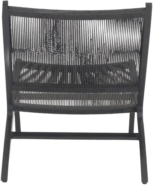 Moe's Home Collection Palma Black Teak Outdoor Lounge Chair with Black Wicker Back and Seat-3