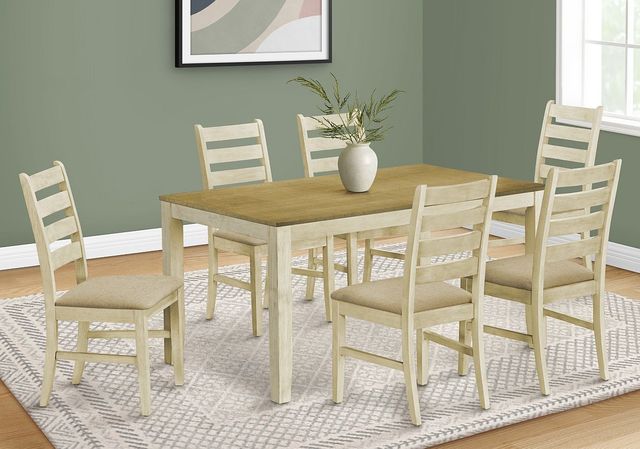 Monarch Specialties Inc. Antique Light Brown 60" Rectangular Dining Table with Antique White Base-1