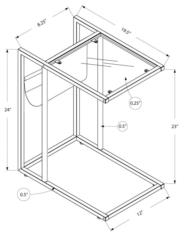Monarch Specialties Inc. White Metal Accent Table with a Magazine Rack-3