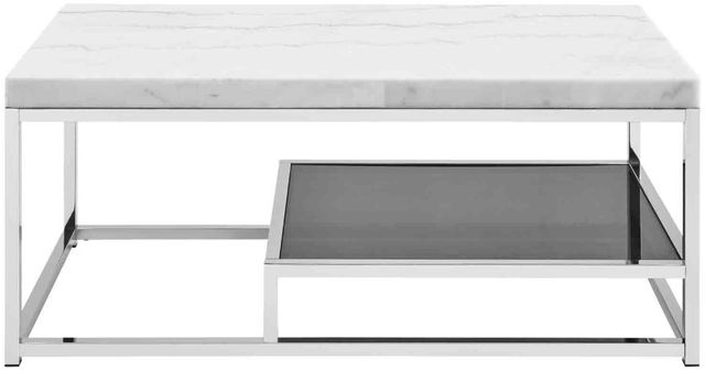 Steve Silver Co. Aston White Coffee Table with Chrome Base-1