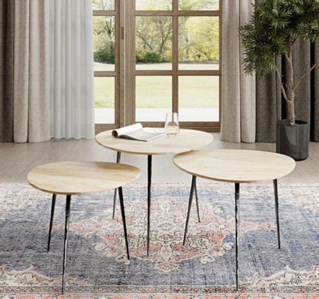 Jofran Inc. Global Archive Reeves 3-Piece Natural Nesting Table Set-1