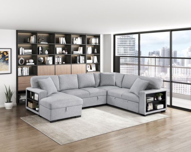 Homelegance® Pompano 4-Piece Gray Left-Arm Facing Sectional and Chaise-1