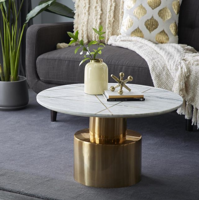 Deco Marche White Table With Gold Base-3