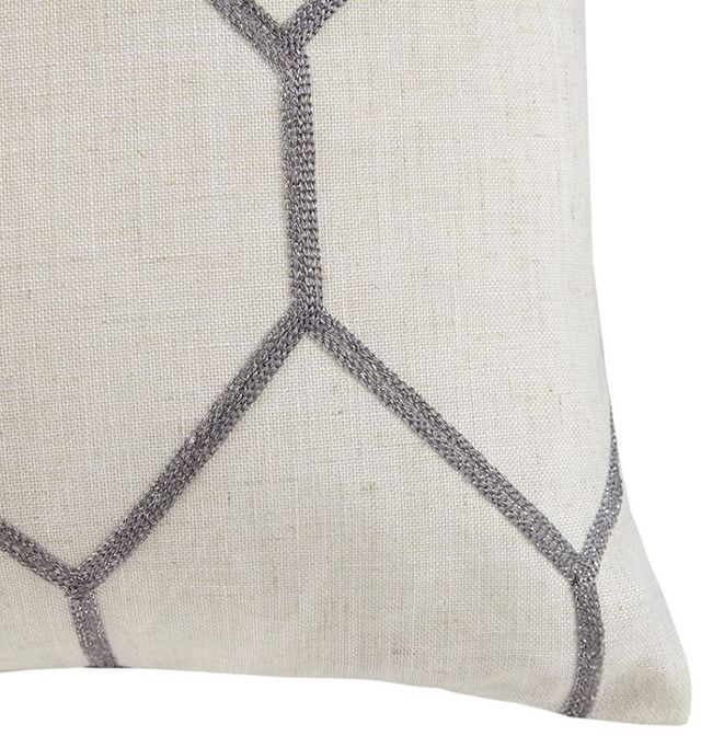 Olliix by Madison Park Brooklyn Grey 20x20" Metallic Geo Embroidered Pillow Pair-1
