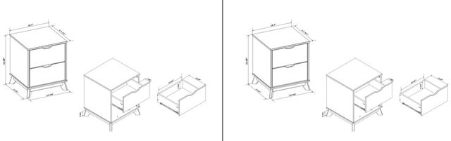 Powell® Portix 2-Piece Walnut 2-Drawer Nightstand Set-2