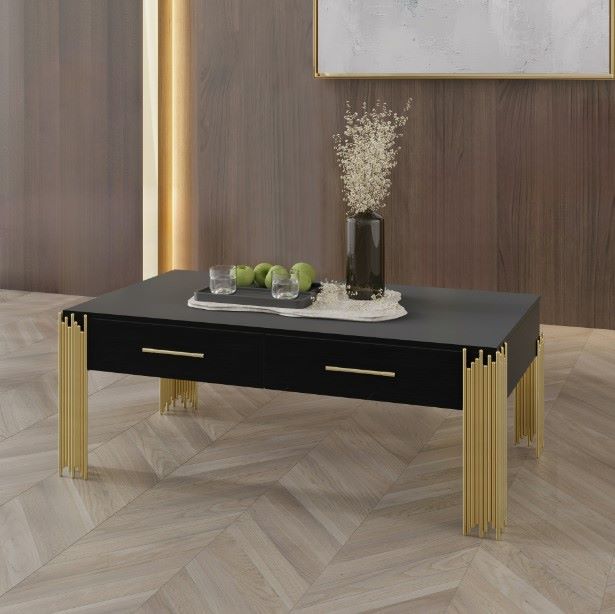 New Classic® Home Furnishings Empire Black Coffee Table with Gold Base-1