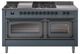 Ilve® Nostalgie II Noblesse 60'' Blue Gray Pro Style Dual Fuel Range with Burnished Trim-0