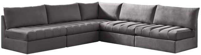 Meridian Furniture Jacob 5-Piece Grey Velvet Modular Sectional Set-0