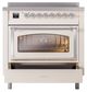 Ilve® Nostalgie II Noblesse 36'' Antique White Pro Style Induction Range with Chrome Trim-3