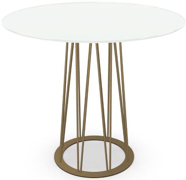Amisco Customizable Calypso 42" White Glass Round Bar Table with 48" Tabletop 