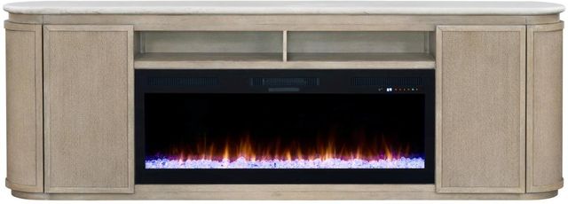 Bernards Pagosa 2-Piece Beige Marble-Top Fireplace Console with 50" Crystals Set-1
