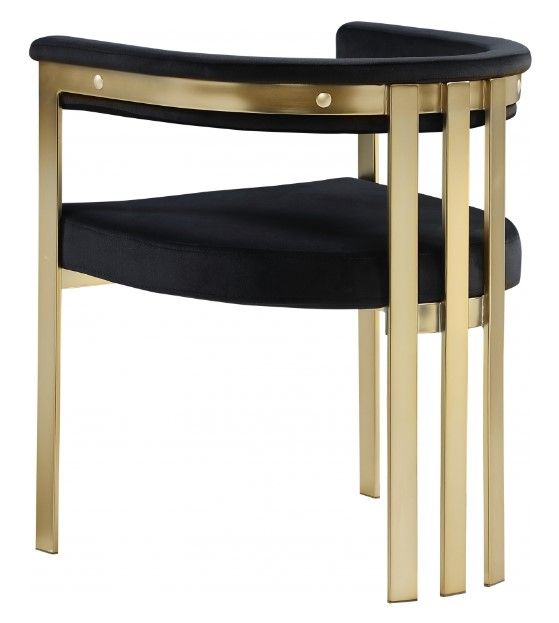 Meridian Furniture Marcello Black/Brushed Brass Velvet Dining Chair-3