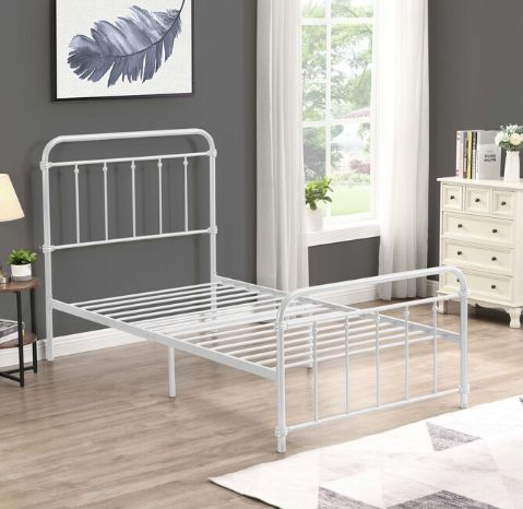 Milton Greens Stars White Twin Metal Farmhouse Classic Platform Bed-3