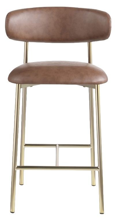 Meridian Furniture Lupita Brown/Brushed Gold Counter Stool-1