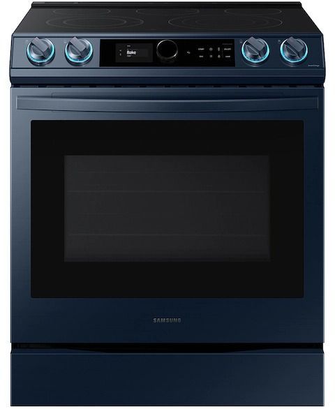 Samsung BESPOKE 30" Fingerprint Resistant Navy Steel Slide-In Electric Range-0