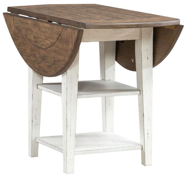 Liberty Furniture Al Fresco Graphite Drop Leaf Table with Whitestone Base-3