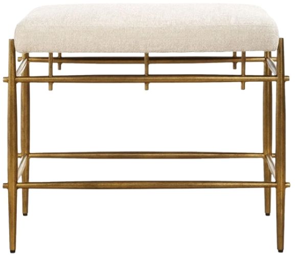 Uttermost® Karleen Antique Brass/Ivory Small Bench-4