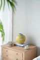 A & B Home White/Yellow Wide Curved Plum Blossom Vase-3