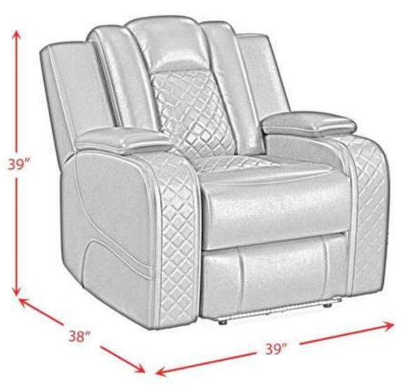 Elements International Carlo Pebble Oyster Power Recliner with Power Headrest-2