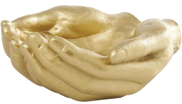 Deco Marche Gold Polystone Hands Open Decorative Sculpture-2