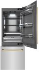ZLINE Autograph Edition 30" 16.1 Cu. Ft Satin Stainless Steel Built In Bottom Freezer Refrigerator with Polished Gold Accents-1