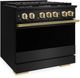 ZLINE Marino 36" Black Stainless Steel Pro Style Dual Fuel Range with Polished Gold Accents-3