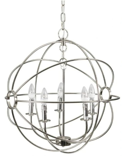 YHD Shooting Star Satin Nickel 5-Light Orb Chandelier-0