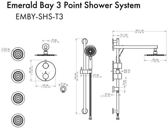 ZLINE Autograph Edition Polished Gold Emerald Bay Thermostatic Shower System with Body Jets-1