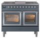 Ilve® Nostalgie II Noblesse 40'' Blue Gray Pro Style Dual Fuel Range with Chrome Trim-1