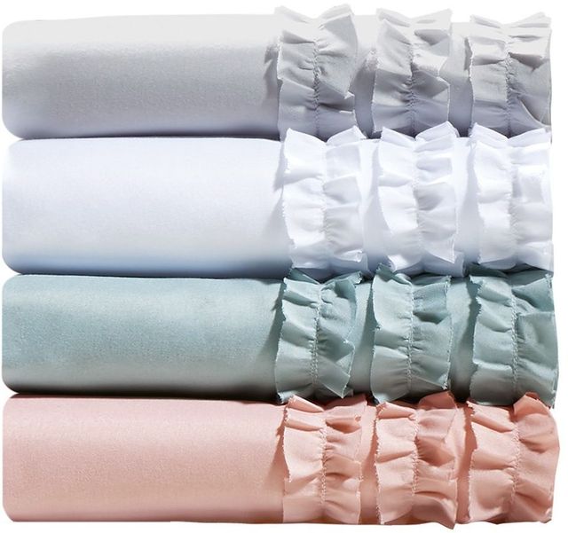 Olliix by Intelligent Design White Twin Ruffled Sheet Set-1