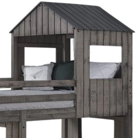 Donco Kids Campsite Rustic Dirty Gray Youth Twin/Full Loft Bunkbed-2
