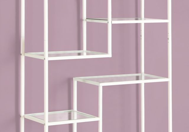 Monarch Specialties Inc. 72" L White Metal with Tempered Glass Bookcase-1