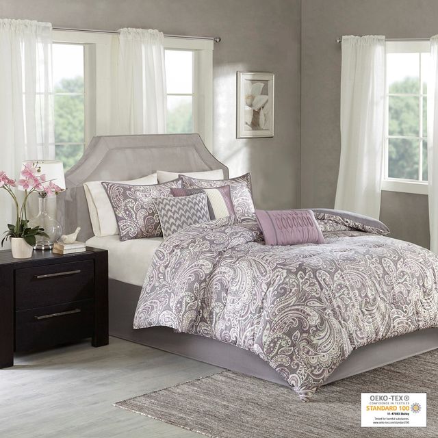 Olliix by Madison Park 7 Piece Purple Queen Gabby Comforter Set-1
