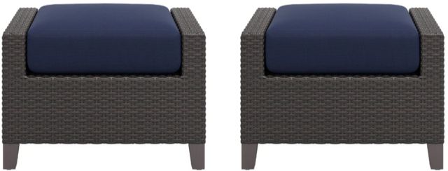 New Classic® Home Furnishings Skye Blue/Gray Olefin/Wicker Outdoor Ottoman-2