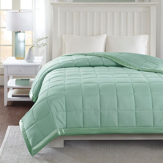 Olliix by Madison Park Seafoam All Season Hypoallergenic Microfiber Down Alternative King Windom Blanket-3