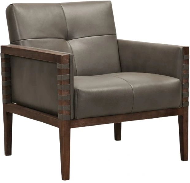 Hooker® Furniture CC Carverdale Dark Hickory/Maddie Gray Leather Club Chair-0