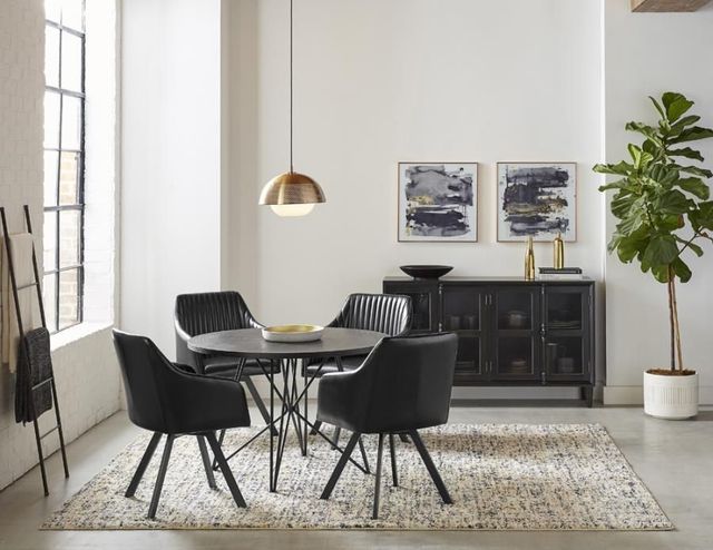 Coaster® Arika Black/Gunmetal Tufted Sloped Arm Swivel Dining Chair-2