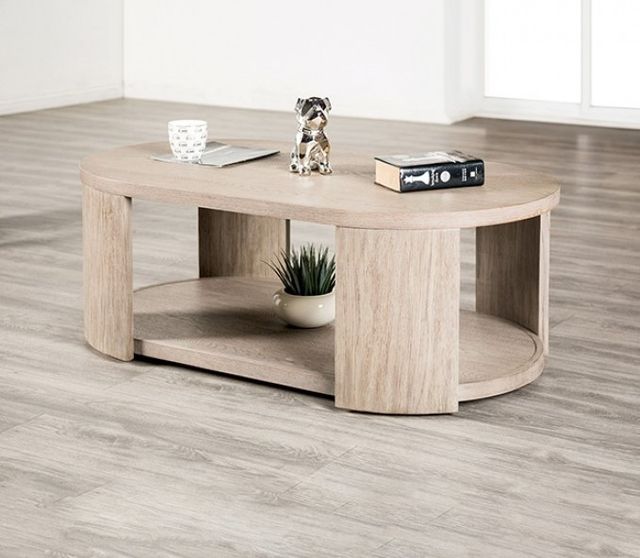 Furniture of America® Conisbrough Oak Oval Coffee Table-1