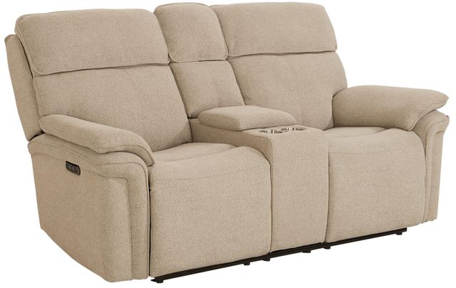 Bassett® Furniture Club Level Andre Oatmeal Power Reclining Loveseat with Console-0
