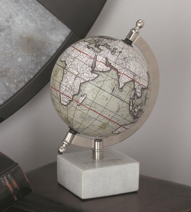 Deco Marche White Globe with Marble Base-3