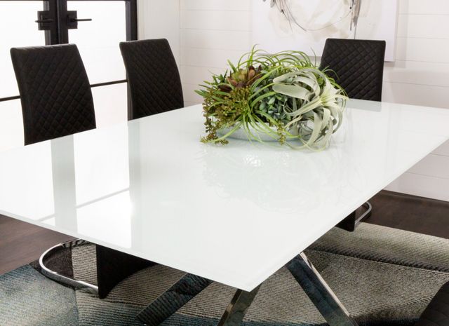 Cramco Aldo Super White Glass Top Dining Table with Chrome Base-4
